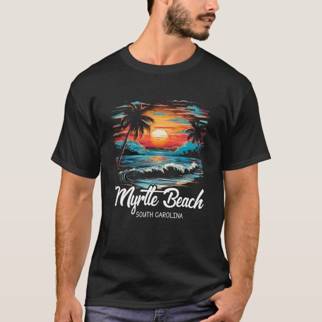 Camiseta Retro de vacaciones familiares atardecer Carolina  (Anverso)