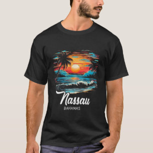 Camiseta Retro de vacaciones familiares Sunset Bahamas Nau