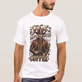 Camiseta Retro de Vaquero de Café Caliente Con Caf