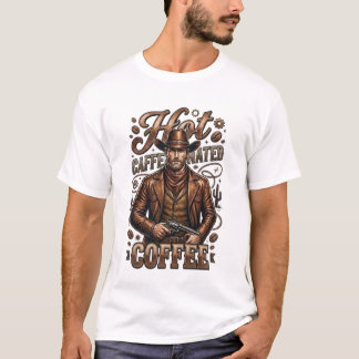 Camiseta Retro de Vaquero de Café Caliente Con Caf