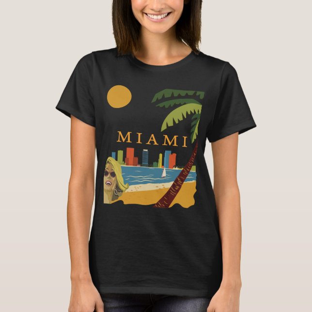 Camiseta Retro de Viaje a Miami Florida Playa (Anverso)
