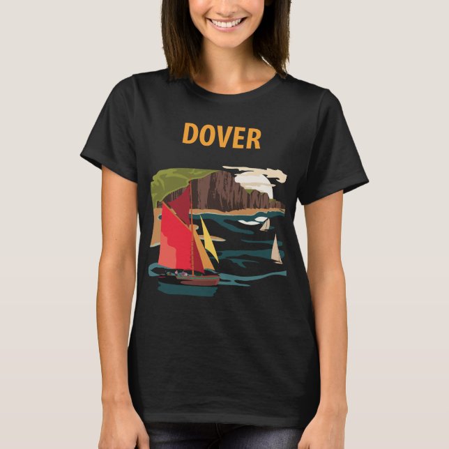 Camiseta retro de viaje Dover White Cliffs Coast (Anverso)
