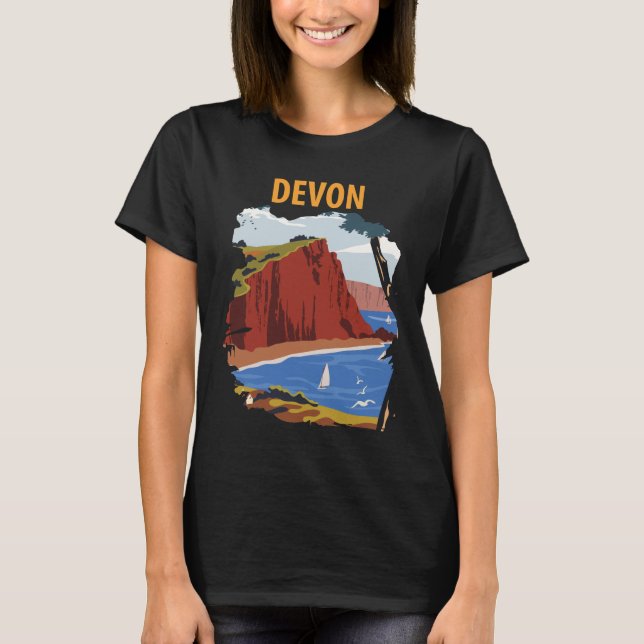 Camiseta Retro de Viaje por la Costa de Devon Ingl (Anverso)