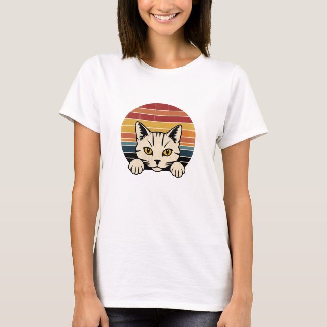 Camiseta Retro de vintage de gato negro (Anverso)