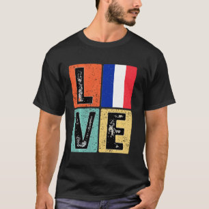 Camiseta Retro De Vintage Me Encanta La Bandera De Francia