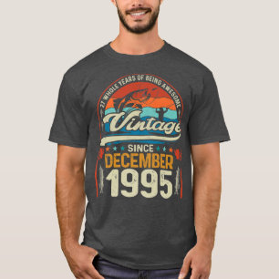 Camiseta Retro December 1995 27 Year Old Fishing Lover 27th