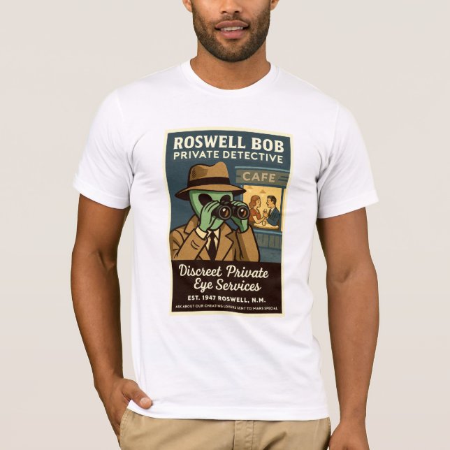 Camiseta Retro del detective privado Roswell Aliens de los  (Anverso)
