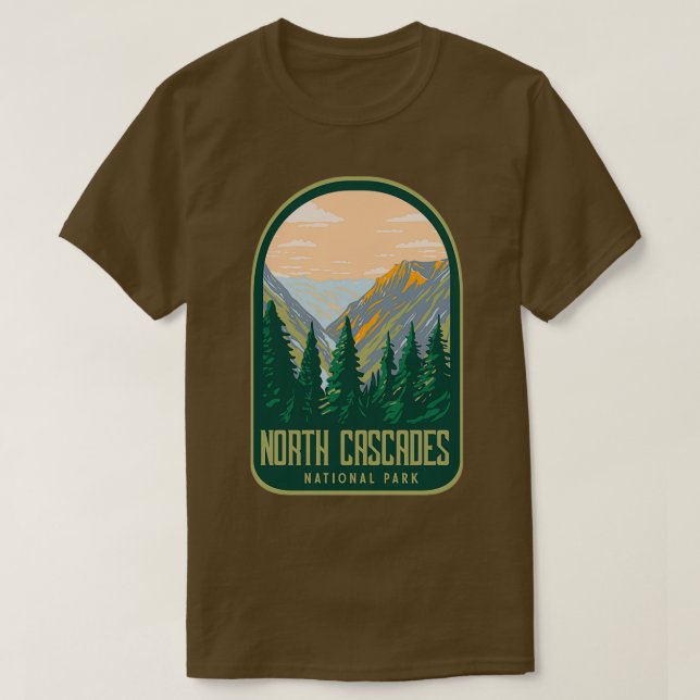 Camiseta Retro del parque nacional de Cascades del Norte (Diseño del anverso)