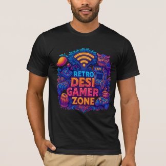 Camiseta Retro Desi Gamer Zone T-Shirt - Diseño de