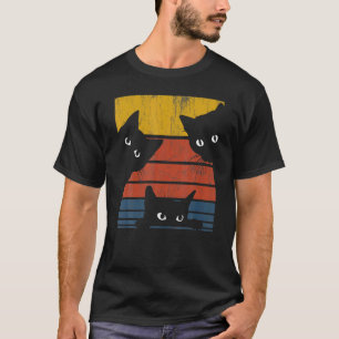 Camiseta Retro Desi Tres Gatos Animales Negros Vintage Muje