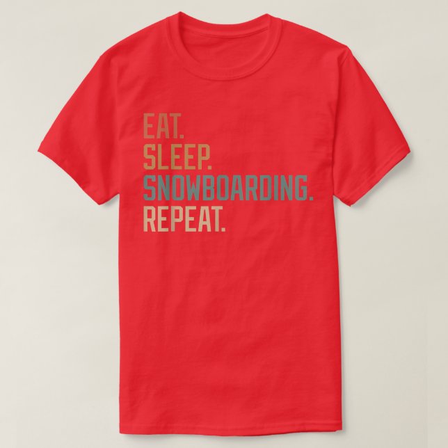 Camiseta Retro Design Eat Sleep Snowboarding Repeat Vintage (Diseño del anverso)