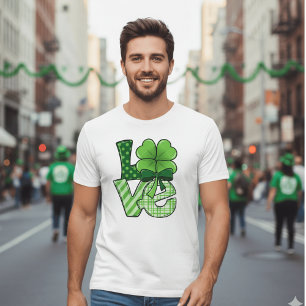 Camiseta Retro Día de San Patricio Amor Trébol Verde Cuadro
