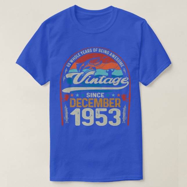 Camiseta Retro Diciembre 1953 Pescador de 69 años 69º (Diseño del anverso)