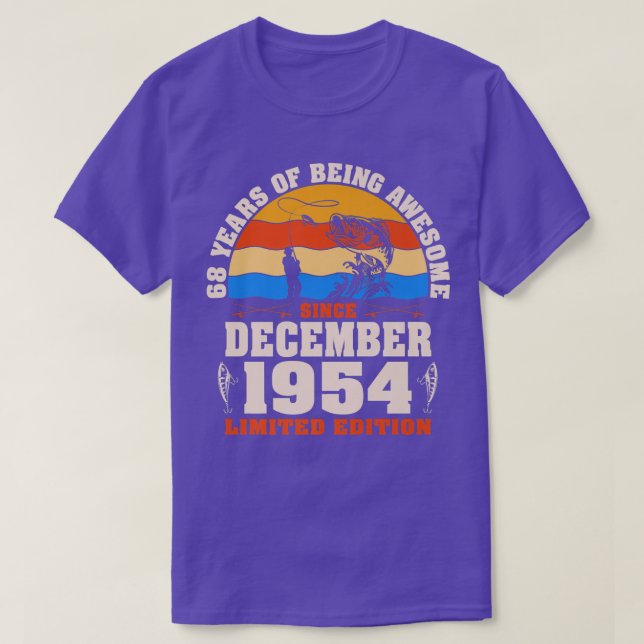 Camiseta Retro Diciembre 1954 Pescador de 68 años 68º (Diseño del anverso)