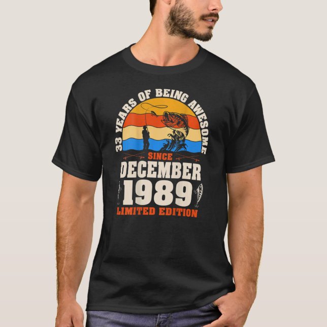 Camiseta Retro Diciembre 1989 Pescador de 33 años 33ᵉʳ (Anverso)