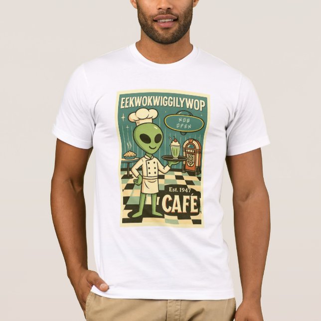 Camiseta Retro Diner de Roswell Aliens de 1950 (Anverso)