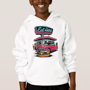Camiseta Retro Diner Eat Here Classic Car Burger