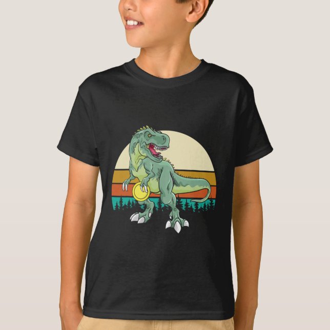 Camiseta Retro Dino Dinosaur Golfer Gift T Rex Disc Golf  (Anverso)