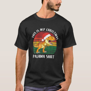 Camiseta Retro Dinosaur Santa Hat Este es mi Paja Navidad