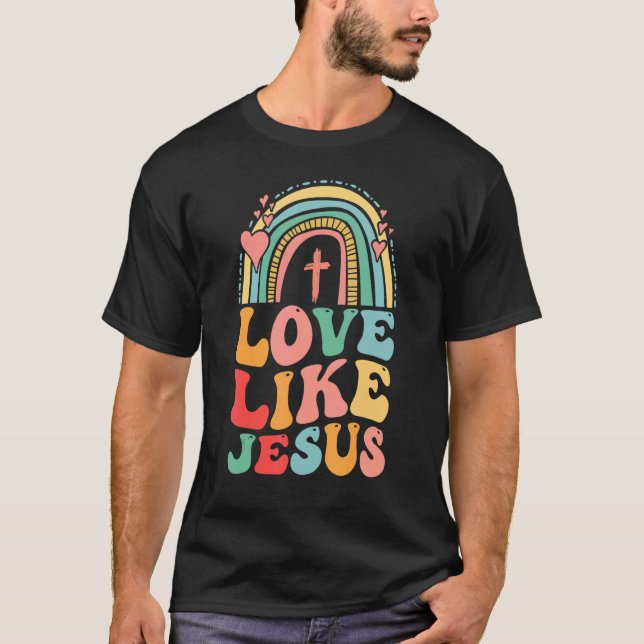 Camiseta Retro Dios Religioso Cristiano Amo Arcoiris Como J (Anverso)