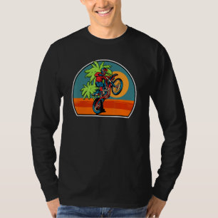 Camiseta Retro Dirt Biker Wheelie Vintage Motocross Dirt B