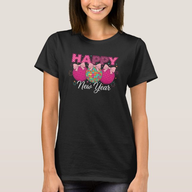 Camiseta Retro Disco Ball Happy New Year Art (Anverso)