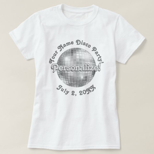 Camiseta Retro Disco Ball PERSONALIZADA (Diseño del anverso)