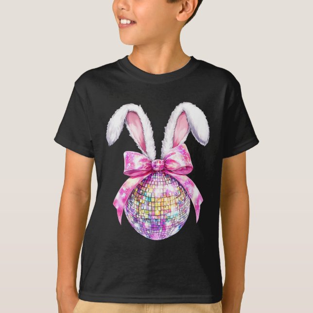 Camiseta Retro Disco Byll Bunny Coquette Bow Easter Day Gir (Anverso)