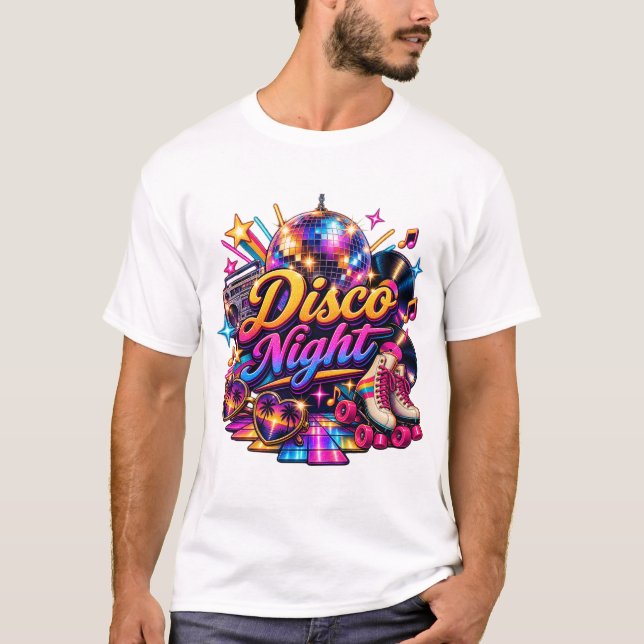 Camiseta Retro Disco Night Patines 80s (Anverso)