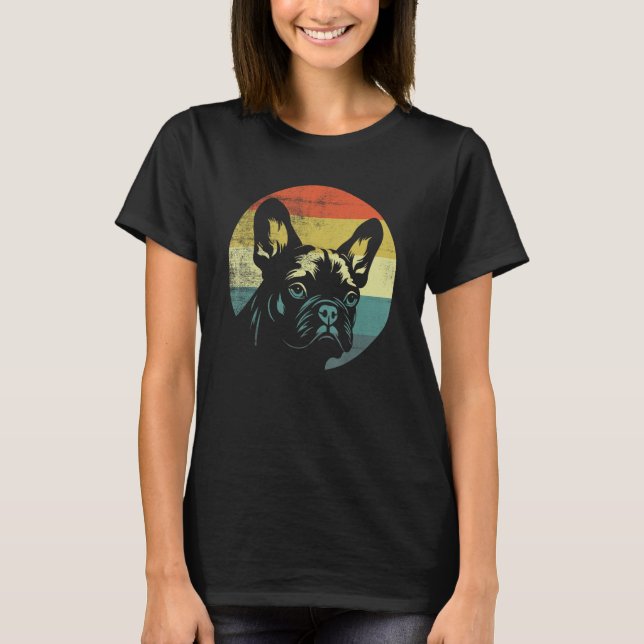 Camiseta Retro Diseño Perro de Bulldog francés (Anverso)