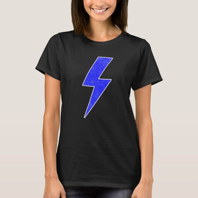 Camiseta Retro Distressed BLUE & WHITE Lightning Bolt (Anverso)