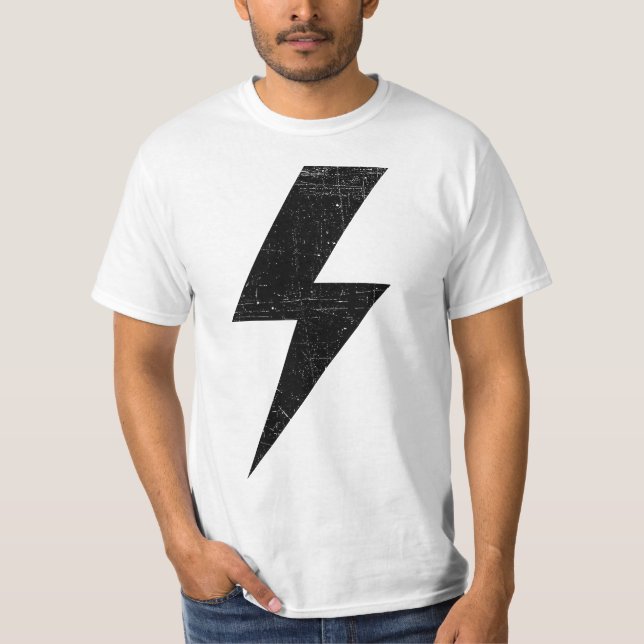 Camiseta Retro Distressed Bolt Lightning Black  (Anverso)