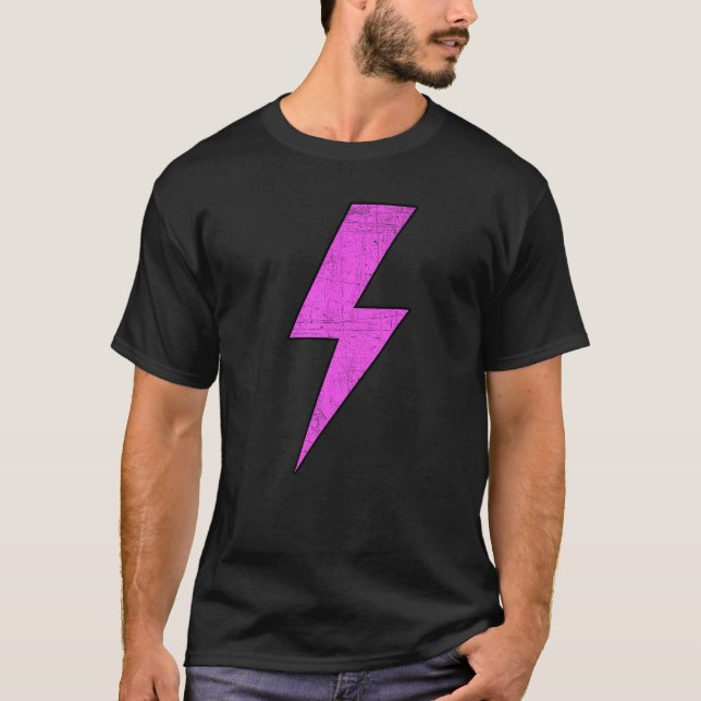 Camiseta Retro Distressed Front & Back PINK Lightning Bolt  (Anverso)