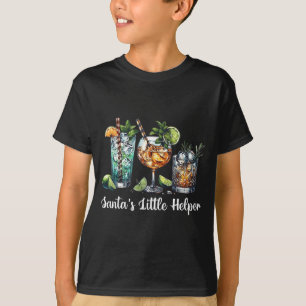 Camiseta Retro Divertido Martini Ayudante de Santa Pequeño 