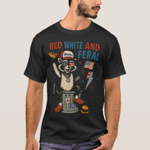 Camiseta Retro Divertido Merica Mapache 4 De Julio Rojo Bla