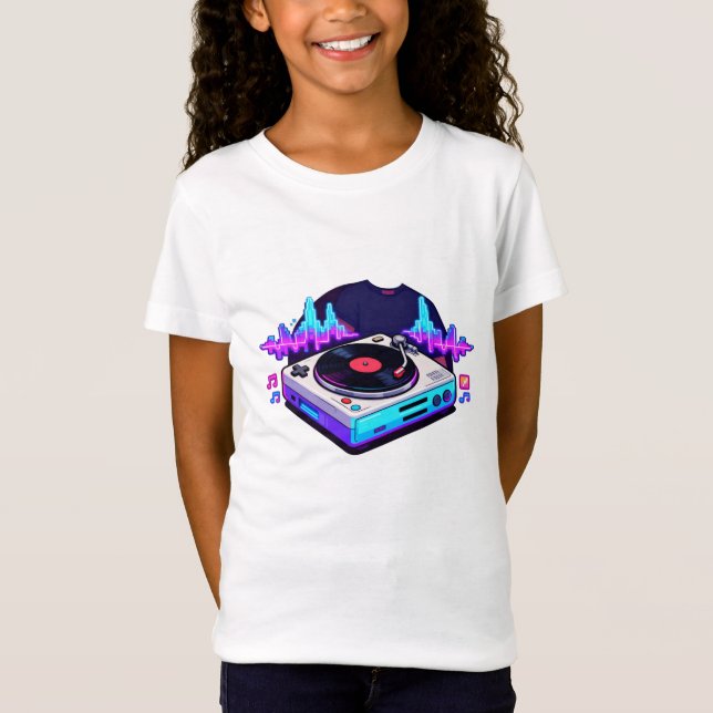 Camiseta Retro DJ Turntable Music Lover Kids Design (Anverso)