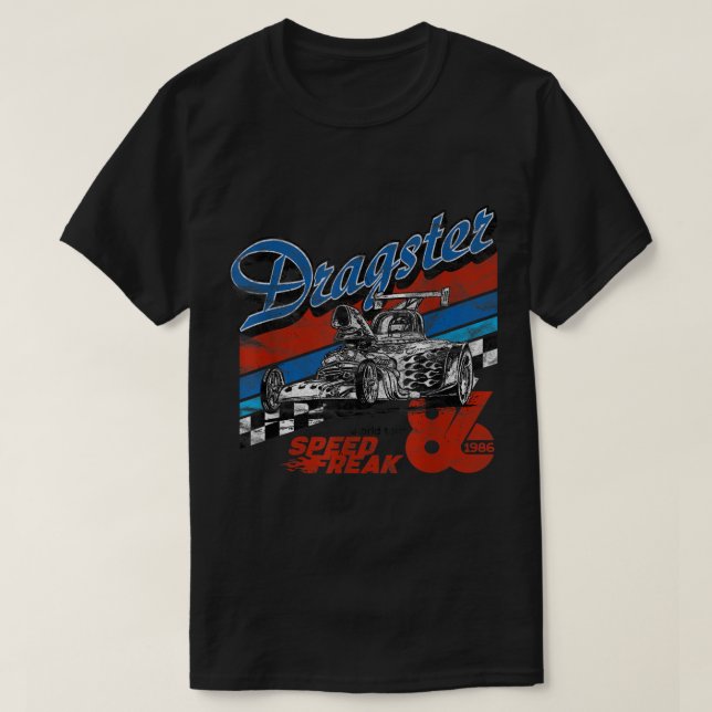 Camiseta Retro Dragster Carreras Stripe Hot Rod Car Race (Diseño del anverso)