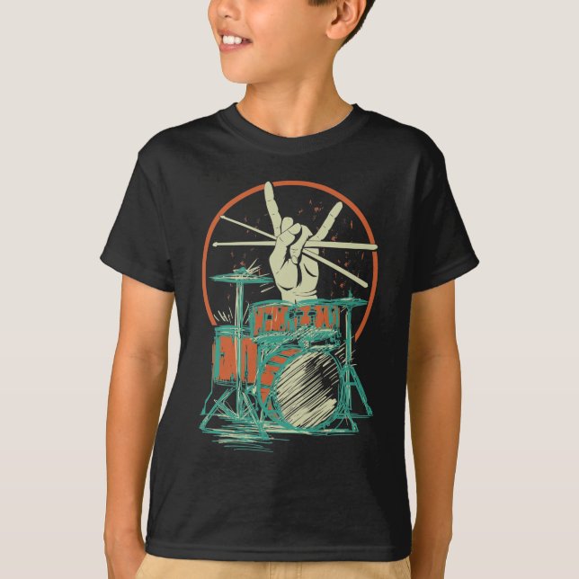 Camiseta Retro Drum Set Music Drummer Drumsticks (Anverso)