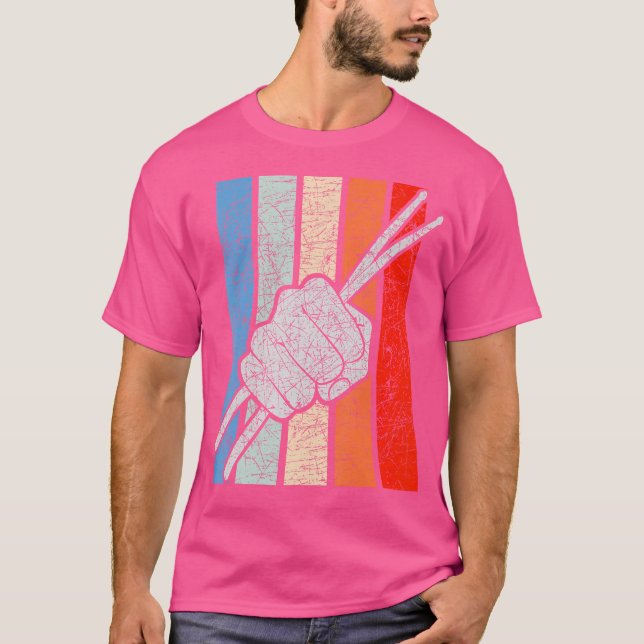 Camiseta Retro Drums Fist Percussion Drummer Drumsticks (Anverso)