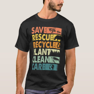 Camiseta Retro Earth Day Salven abejas Rescate animales Rec