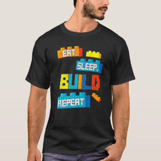Camiseta Retro Eat Sleep Build Repetir generación de compil