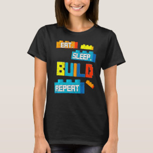 Camiseta Retro Eat Sleep Build Repetir generación de compil