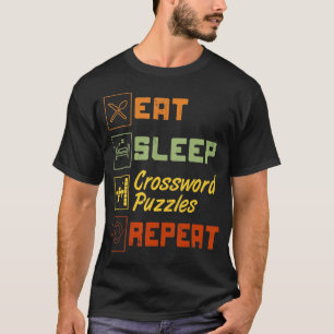 Camiseta Retro Eat Sleep Crossword Puzzles Repetir