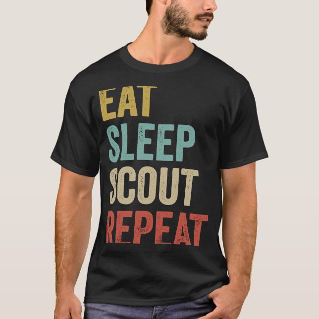 Camiseta Retro Eat Sleep Scout Boy Scouting Leader (Anverso)