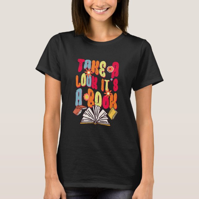 Camiseta Retro echa un vistazo a la biblioteca de lectura d (Anverso)