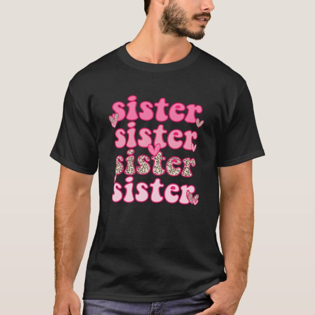 Camiseta Retro El día de San Valentín Hermana Leopardo Rosa (Anverso)