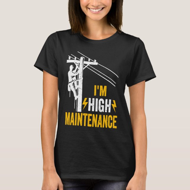 Camiseta Retro Electrician Lineman Journeyman I'm High Main (Anverso)