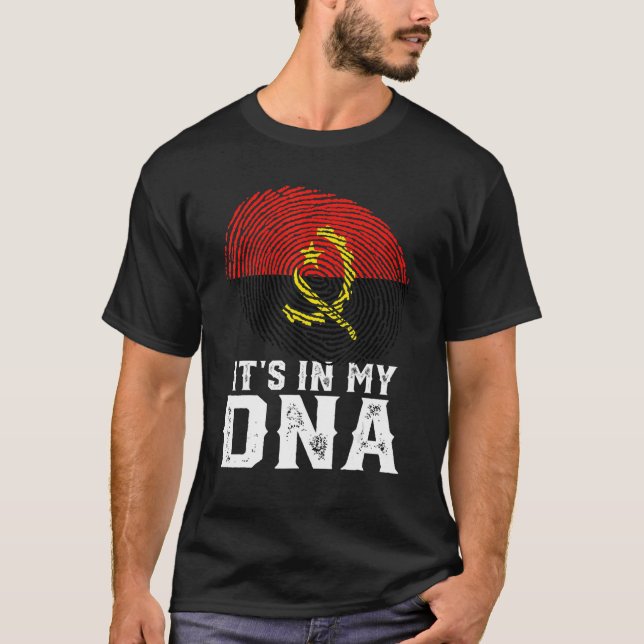 Camiseta Retro en la bandera de Angola de mi huella digital (Anverso)