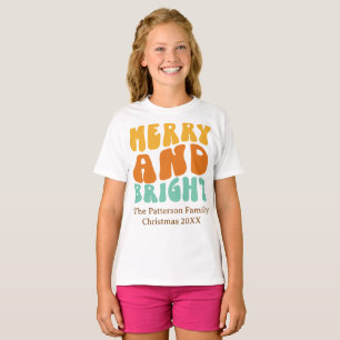 Camiseta Retro Encantadora Alegre y Brillante Navidad de Ni