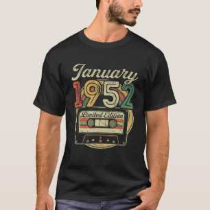 Camiseta Retro Enero 1952 Cinta De Cassette 70º Cumpleaños 